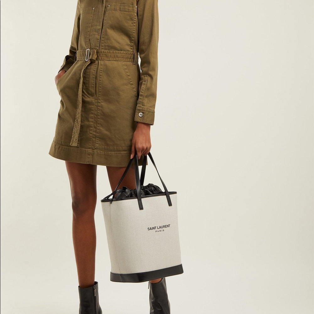 Saint Laurent Teddy canvas and leather tote bag NEW - Picture 3 of 13